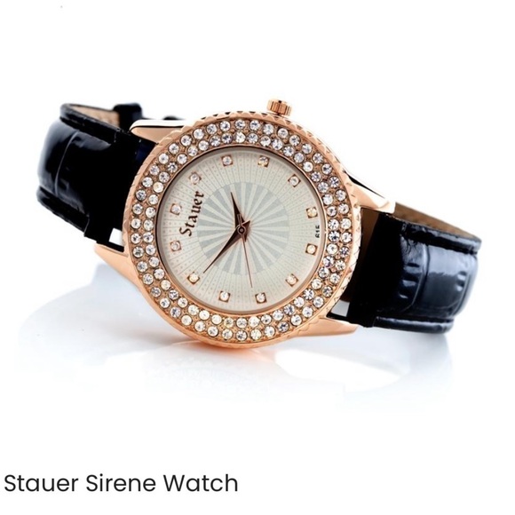 Stauer Accessories - Stauer Sirene Analog Stainless Steel Rose Gold CZ Leather Adjustable strap Watch